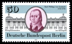 Briefmarkenausgabe zum 250. Geburtstag Gontards (Deutsche Bundespost Berlin 1981)